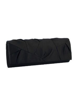 Black Satin Folded Envelope Clutch - Women